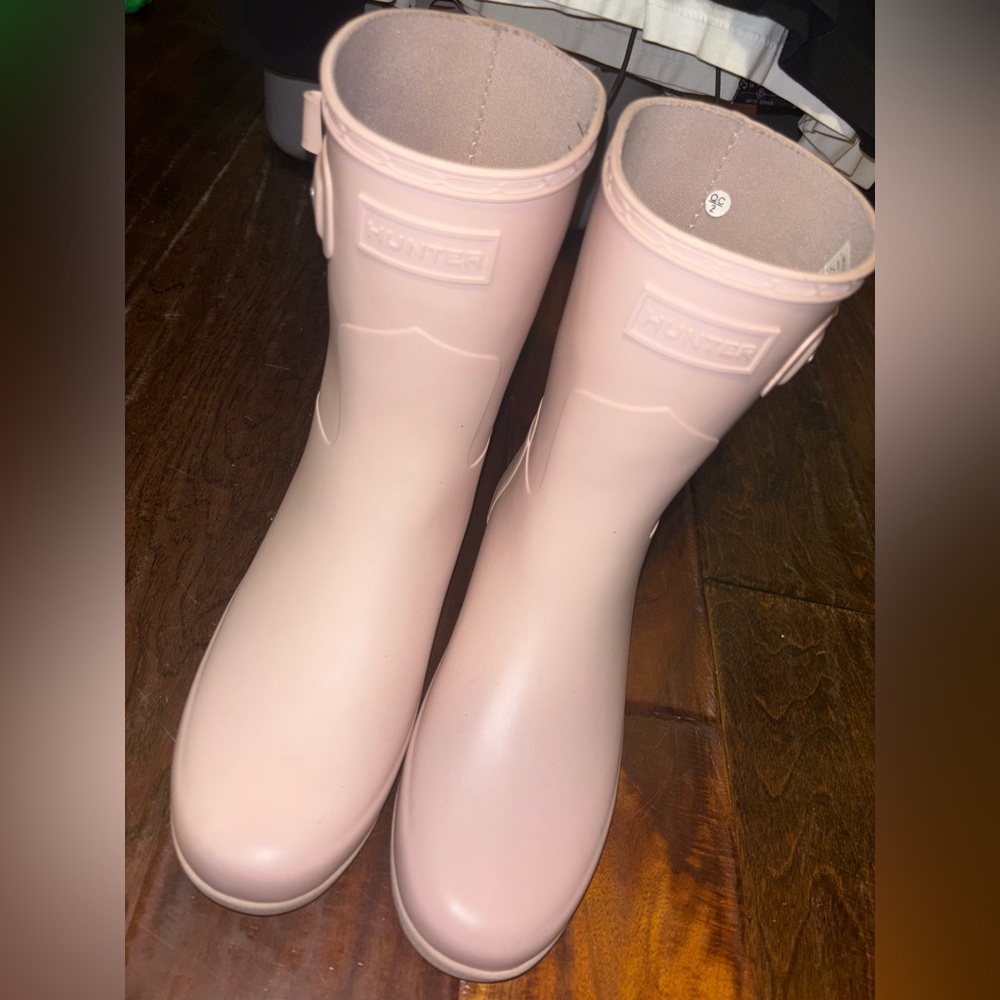 Hunter Pink Winter Rain Boots with Adjustable Buckle